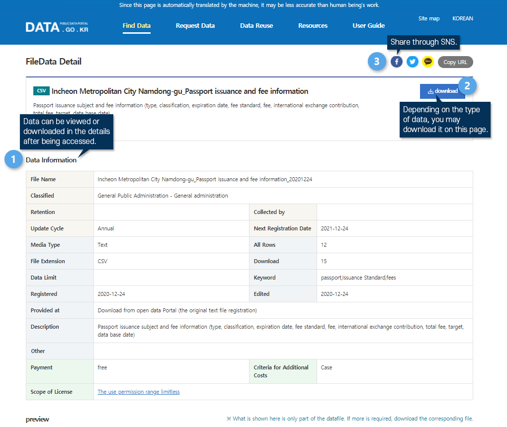 Check data information